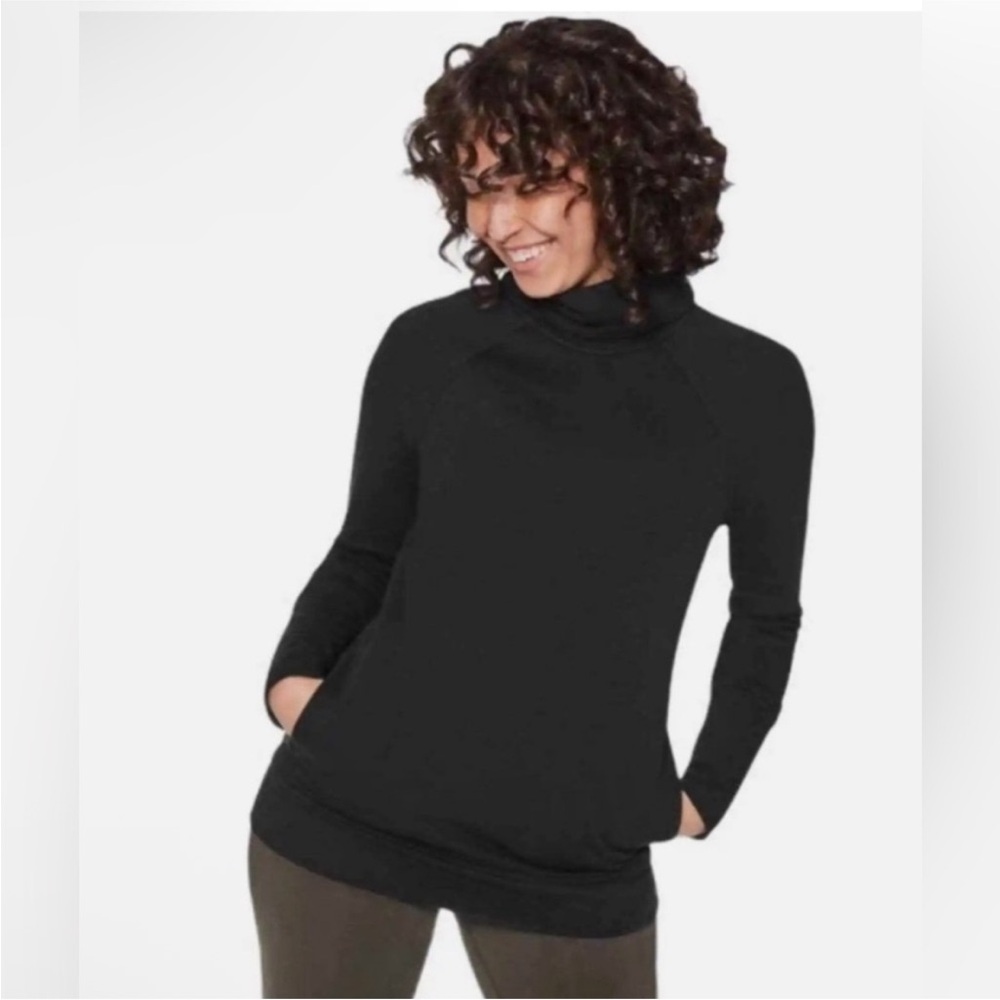 LULULEMON To You Tunic Turtle Mock Neck Sweatshirt Black Womens size 2 W3BAZS